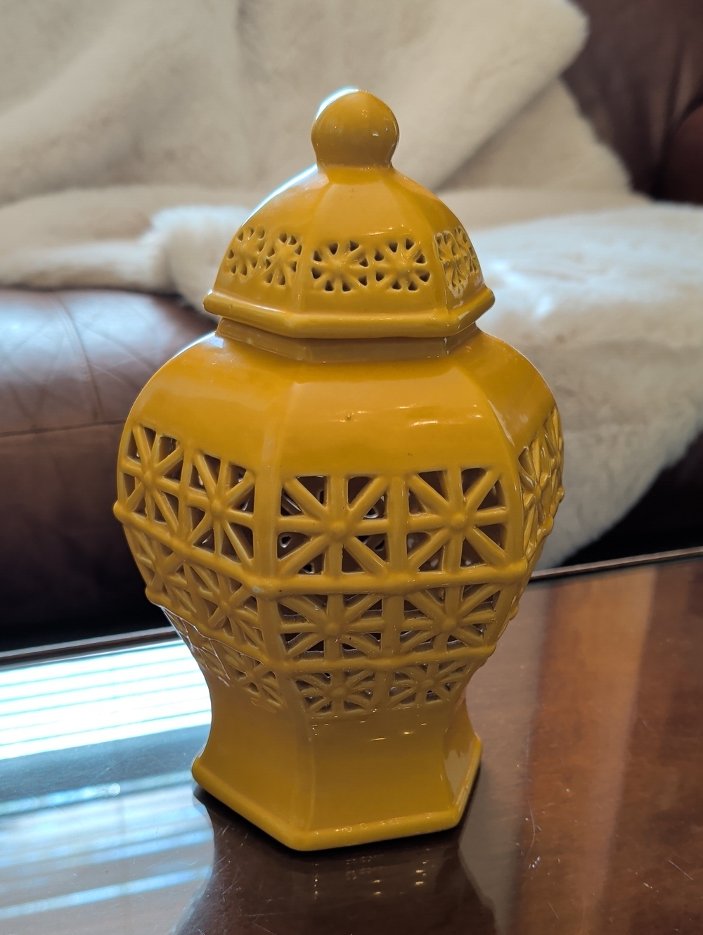 Lattice Temple Lidded Ginger Jar - Home Accents Yellow - Picture 9 of 11